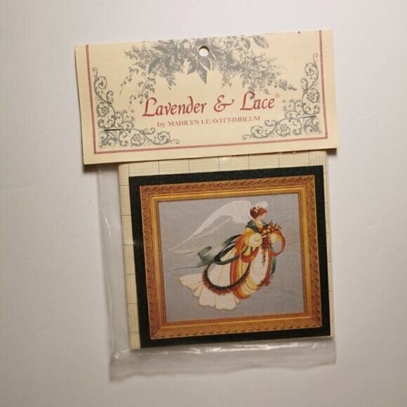 1990s Lavender & Lace Cross Stitch Pattern 'Angel of Autumn' - Fall Season Decor - Picture 5 of 5